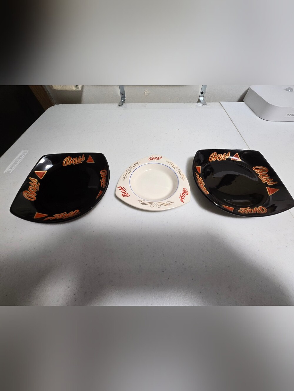 Set Of 3 Bass Ale Ashtray/ Trinket Trays. Made In England. Good Condition.